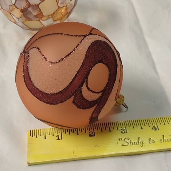 Glass Christmas Ornaments Hand Painted Gold Brown and Bronze colors - Picture 7 of 7